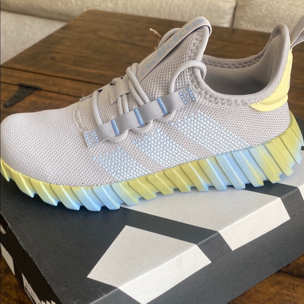 Adidas Kaptir Flow K Gray and Blue Sneakers with Boost Cushioning - Picture 3 of 9
